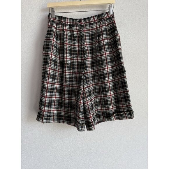 Vintage Talbots Size 10 100% Wool Plaid High Waisted Pleated Shorts Academia - Picture 15 of 16